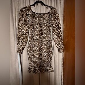 Leopard Print Long Sleeve Dress